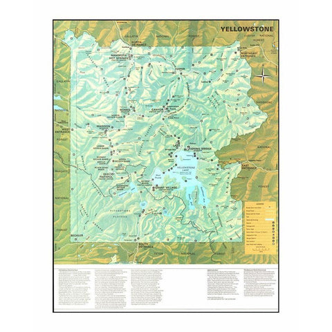 Yellowstone National Park - US Park Services 1972 Gold Ornate Wood Framed Art Print with Double Matting by Park Services