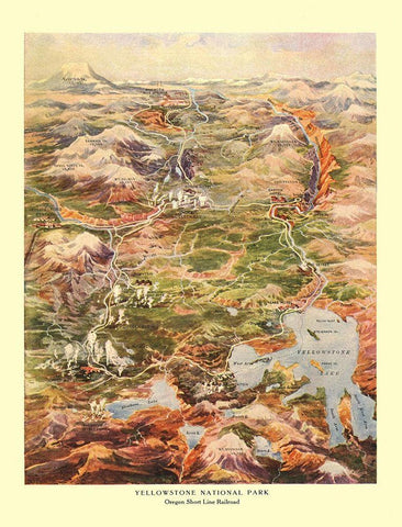 Yellowstone Park Short Line Railroad Wyoming Black Ornate Wood Framed Art Print with Double Matting by Poole