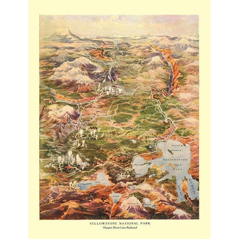 Yellowstone Park Short Line Railroad Wyoming White Modern Wood Framed Art Print by Poole