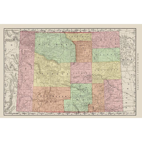 Wyoming - Rand McNally 1903 White Modern Wood Framed Art Print by Rand McNally