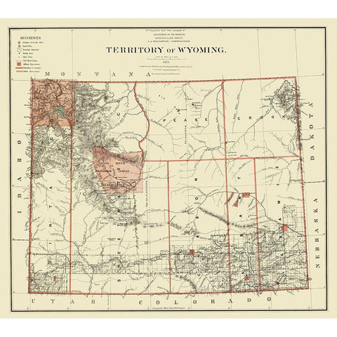 Wyoming - Bien 1879 Gold Ornate Wood Framed Art Print with Double Matting by Bien