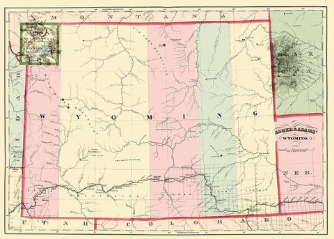 Wyoming - Asher  1874 White Modern Wood Framed Art Print with Double Matting by Asher