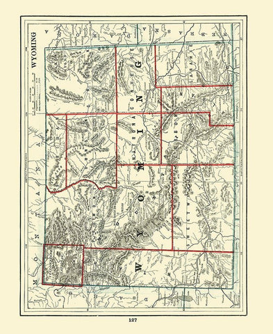 Wyoming - Rathbun 1893 White Modern Wood Framed Art Print with Double Matting by Rathbun