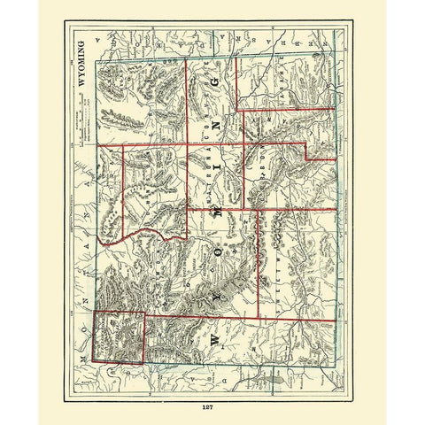 Wyoming - Rathbun 1893 Gold Ornate Wood Framed Art Print with Double Matting by Rathbun