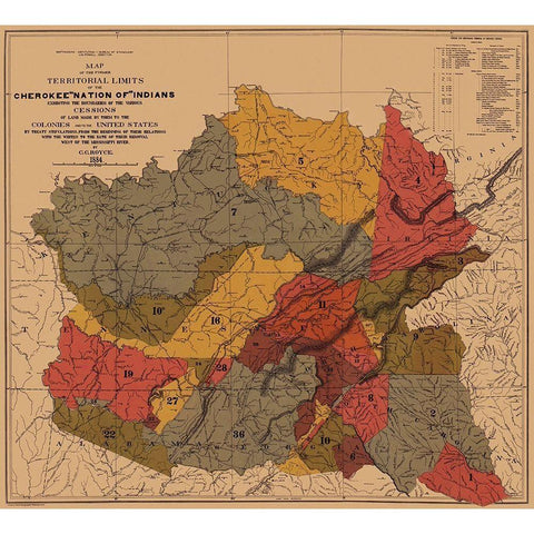 Cherokee Nation of Indians, Colonies, Mississippi Gold Ornate Wood Framed Art Print with Double Matting by Royce