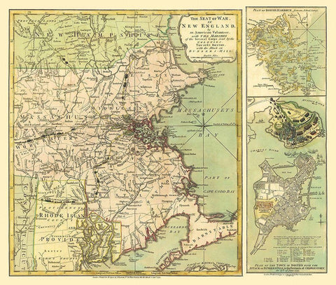 New England Seat of Revolutionary War - 1775 White Modern Wood Framed Art Print with Double Matting by Sayer