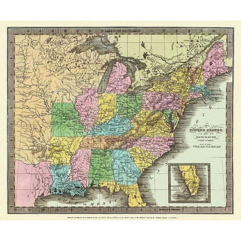 United States - Burr 1833 White Modern Wood Framed Art Print by Burr