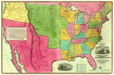 United States, Territories, Districts - Barber White Modern Wood Framed Art Print with Double Matting by Barber