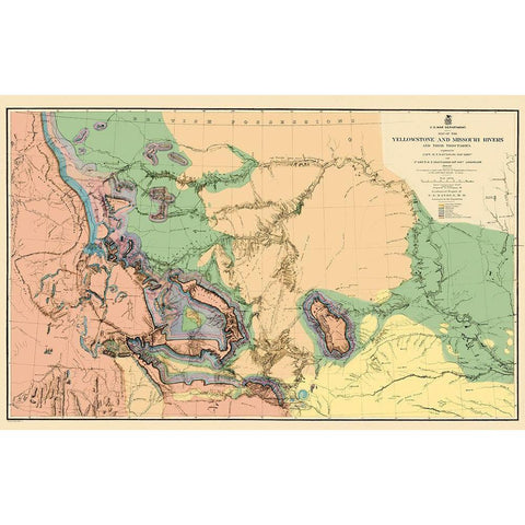 Yellowstone and Missouri River - War Dept 1859 Gold Ornate Wood Framed Art Print with Double Matting by War Dept