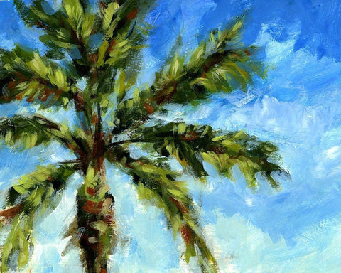 Island Palm I White Modern Wood Framed Art Print with Double Matting by Brey