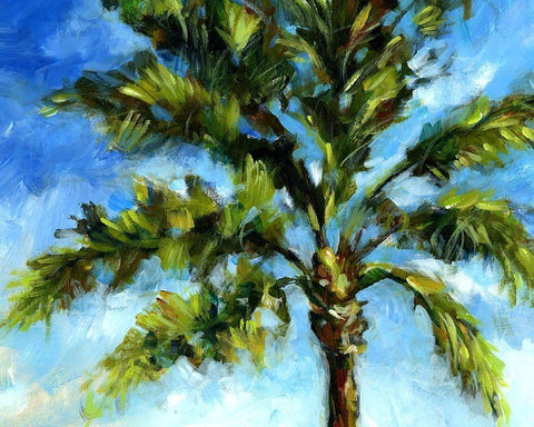 Island Palm II White Modern Wood Framed Art Print with Double Matting by Brey