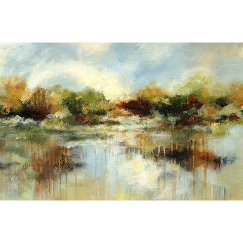 Autumn Pond Black Modern Wood Framed Art Print with Double Matting by Brey