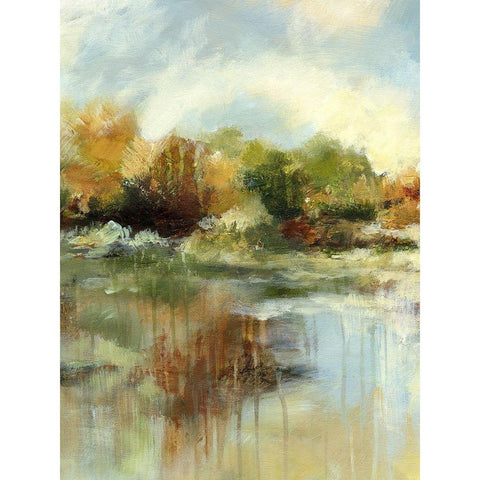 Autumn Pond II Black Modern Wood Framed Art Print with Double Matting by Brey