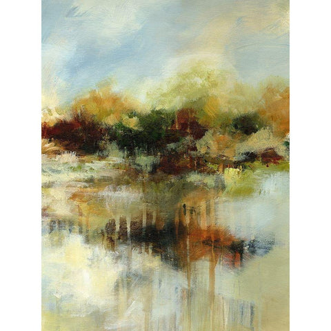 Autumn Pond III White Modern Wood Framed Art Print by Brey