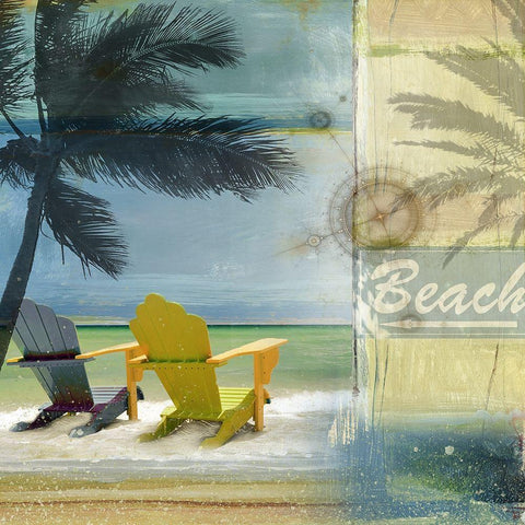 Beach Black Modern Wood Framed Art Print with Double Matting by Franklin