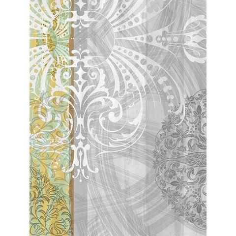 Patterns Saffron I Black Modern Wood Framed Art Print with Double Matting by Franklin