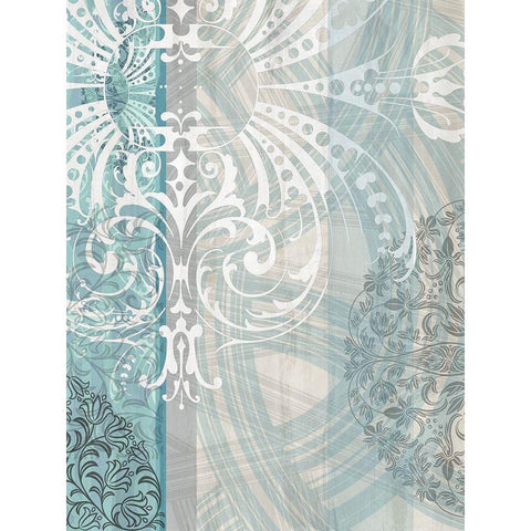 Patterns Teal I Black Modern Wood Framed Art Print with Double Matting by Franklin