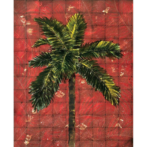 Fiesta Palm Red White Modern Wood Framed Art Print by Simons