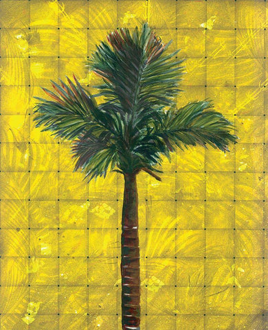 Fiesta Palm Yellow Black Ornate Wood Framed Art Print with Double Matting by Simons