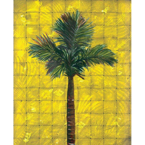 Fiesta Palm Yellow White Modern Wood Framed Art Print by Simons