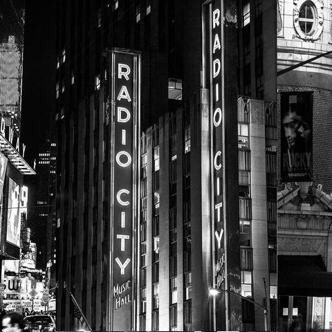 Radio City BnW White Modern Wood Framed Art Print by Simons