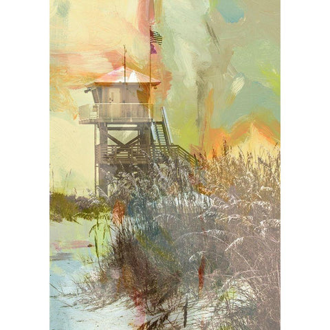 Watching White Modern Wood Framed Art Print by Simons