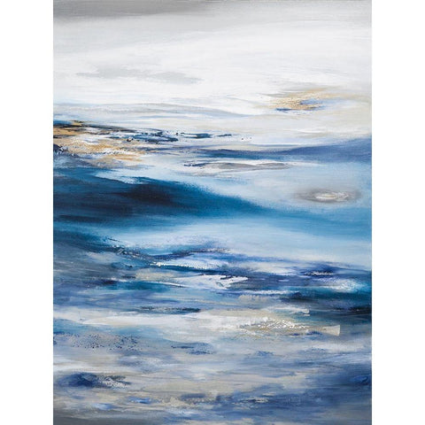 Abstract Seascape Dark Blue White Modern Wood Framed Art Print by Hinz