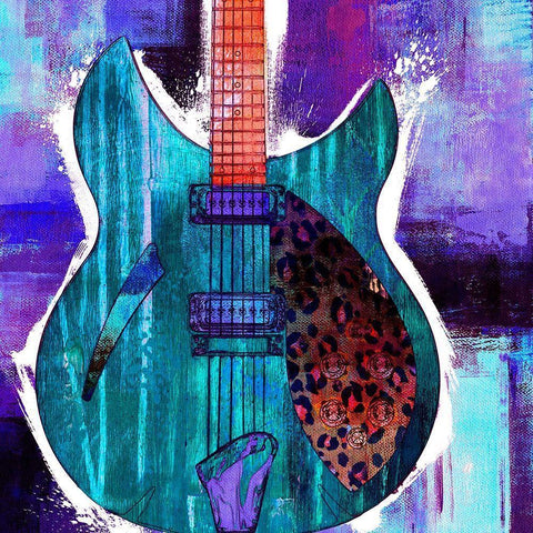 Grunge Guitar II White Modern Wood Framed Art Print by Johnson