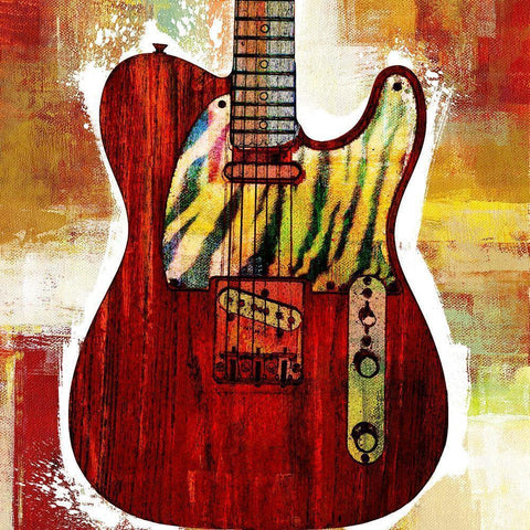 Grunge Guitar III Gold Ornate Wood Framed Art Print with Double Matting by Johnson