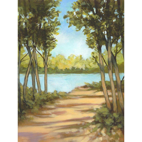 Brookside Path Black Modern Wood Framed Art Print with Double Matting by Larson