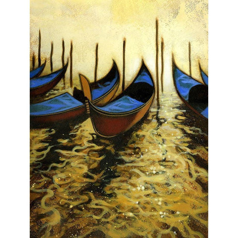 Going Boating On The Canal  Gold Ornate Wood Framed Art Print with Double Matting by Larson