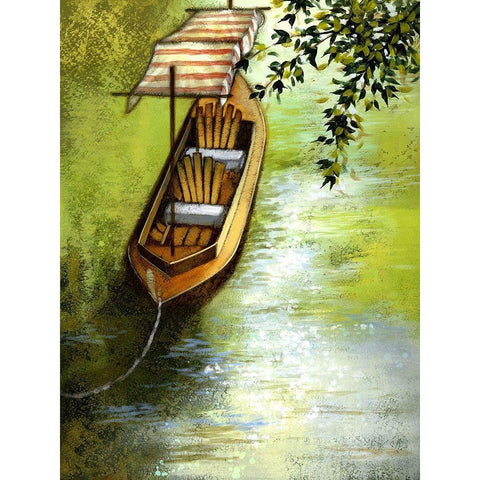 Going Boating On The Lake Black Modern Wood Framed Art Print with Double Matting by Larson