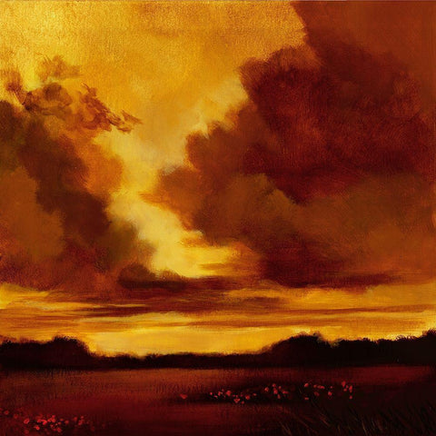 Burnished Sky I Gold Ornate Wood Framed Art Print with Double Matting by Davis