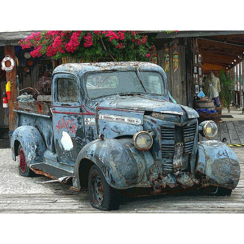 Fish Wagon II Black Modern Wood Framed Art Print with Double Matting by Mack