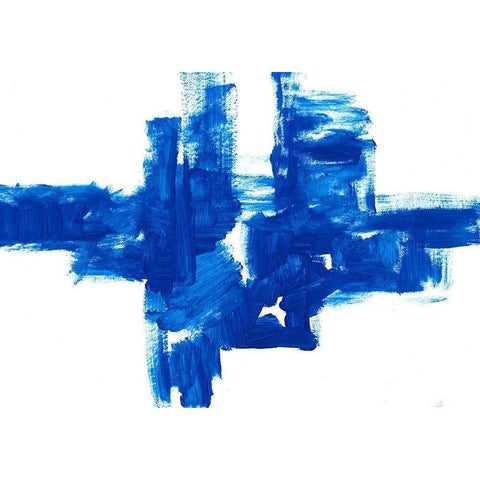 Blue Mark I Black Modern Wood Framed Art Print with Double Matting by King