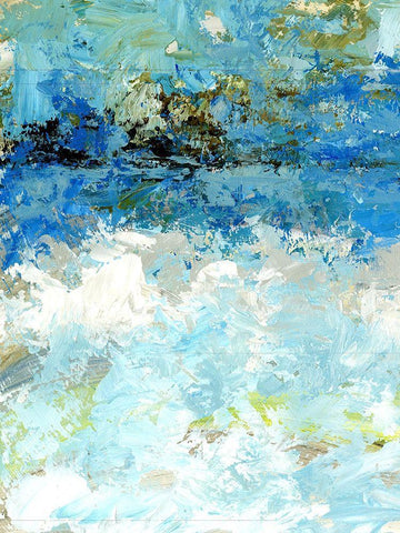 Bluescape I White Modern Wood Framed Art Print with Double Matting by King