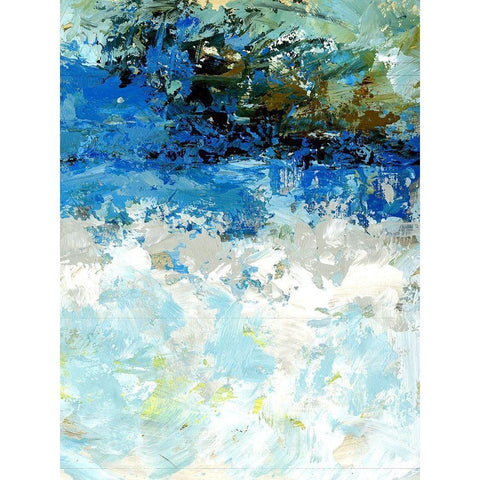 Bluescape II White Modern Wood Framed Art Print by King
