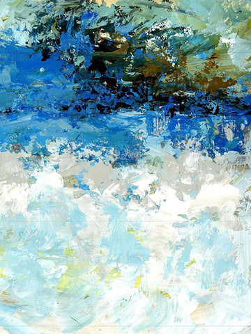 Bluescape II White Modern Wood Framed Art Print with Double Matting by King