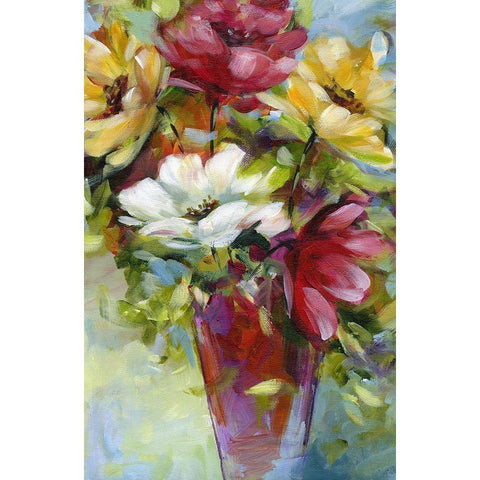 Bright Floral II Black Modern Wood Framed Art Print with Double Matting by King