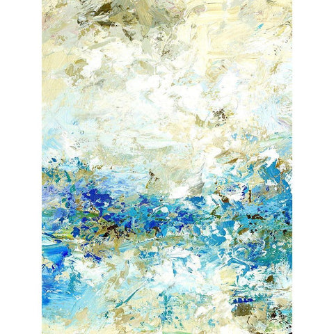 Cobalt Beach II Black Modern Wood Framed Art Print with Double Matting by King