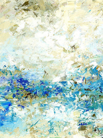 Cobalt Beach II Black Ornate Wood Framed Art Print with Double Matting by King