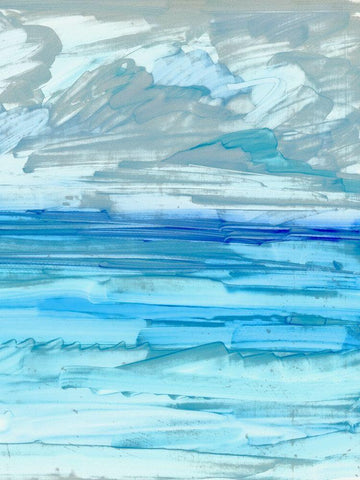 Seas II Black Ornate Wood Framed Art Print with Double Matting by King