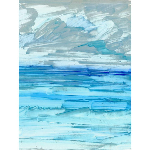 Seas II Black Modern Wood Framed Art Print with Double Matting by King