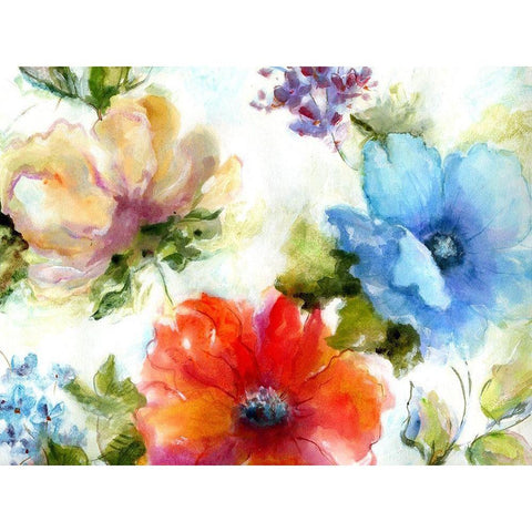 Spring Watercolor I Black Modern Wood Framed Art Print with Double Matting by King