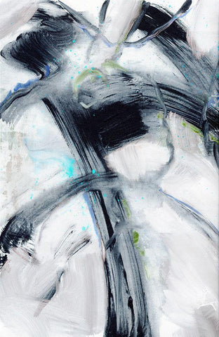 Swash Blue I Black Ornate Wood Framed Art Print with Double Matting by King