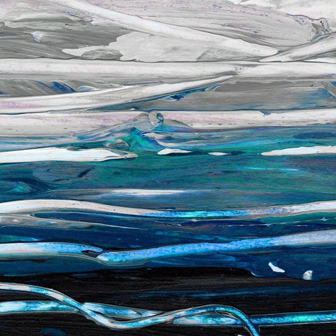 Blue Wave I Black Modern Wood Framed Art Print with Double Matting by King