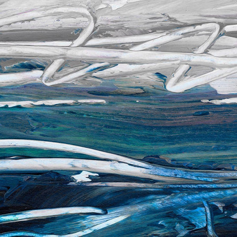 Blue Wave II Black Modern Wood Framed Art Print with Double Matting by King