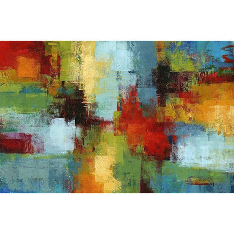 Colorburst Black Modern Wood Framed Art Print with Double Matting by King