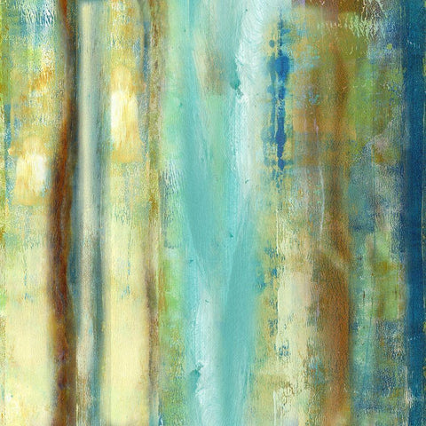 Patina Stripes II White Modern Wood Framed Art Print with Double Matting by King