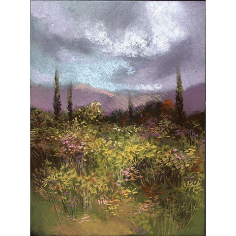 Pastel Landscape II Black Modern Wood Framed Art Print with Double Matting by Ricci